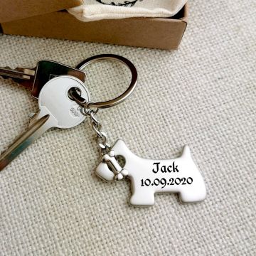 Schlüsselanhänger Hund mit Gravur - 0834