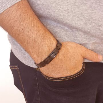 Armband Edelstahl schwarz mit Gravur - 1101